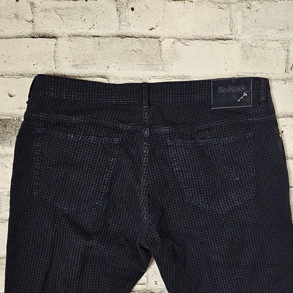Re-Hash Men’s Checkered Denim Pants Blue Size 40 Contemporary Fit - Picture 6 of 10